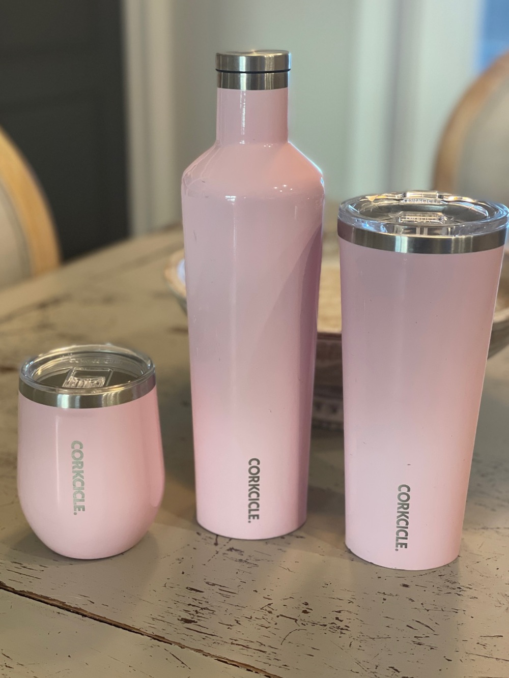 Corkcicle Soft Pink Insulated Trio - Bottle, Tumbler & Stemless Mug